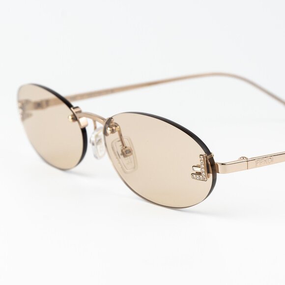 Fendi FIRST CRYSTAL Men Sunglasses Rose Brown Oval FE4075US 28Y NEW AUTHENTIC - Picture 5 of 12